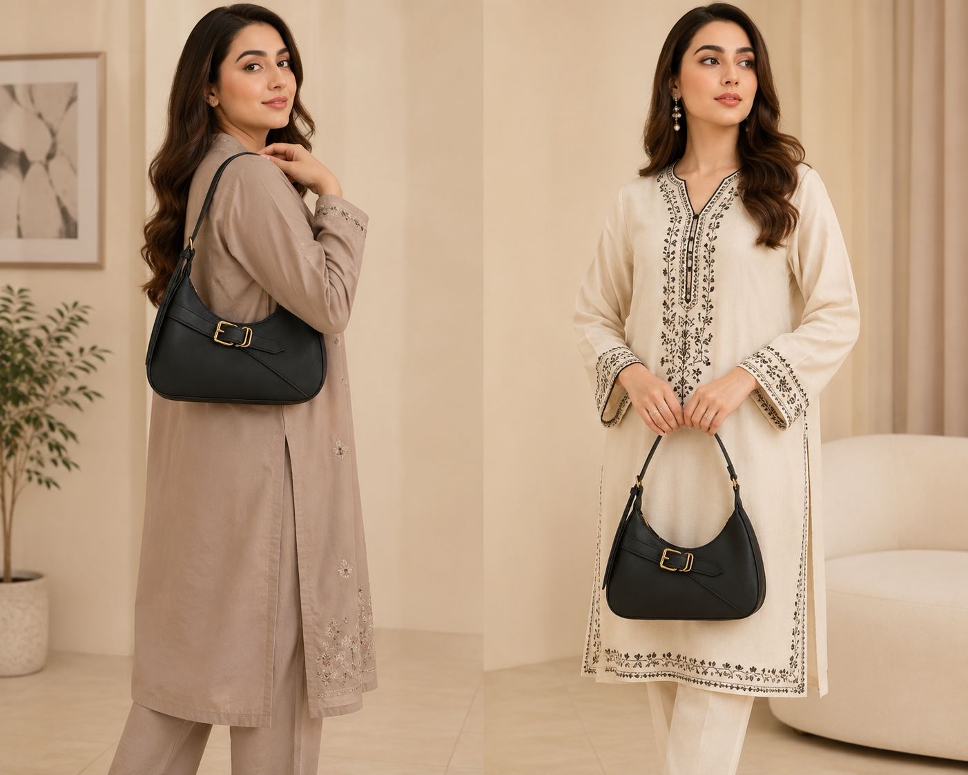 Elegant Black Shoulder Bag for Women | Premium Fashion Handbag