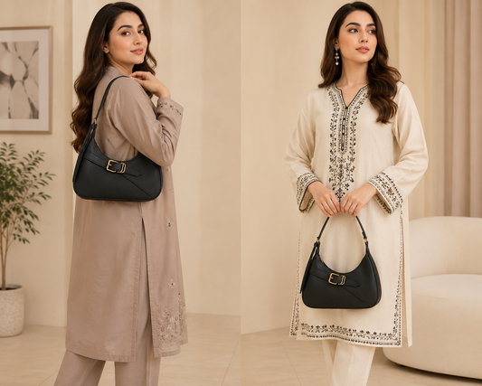 Elegant Black Shoulder Bag for Women | Premium Fashion Handbag