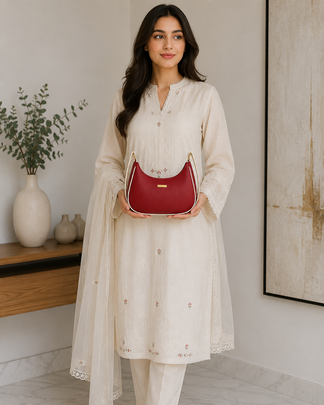 Elegant Red Mini Shoulder Bag for Women | Stylish Everyday Handbag