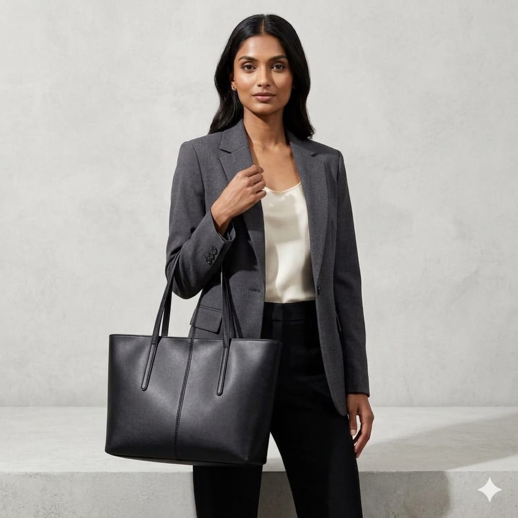 Black Women’s Large Capacity Tote Bag – Stylish & Spacious Everyday Handbag