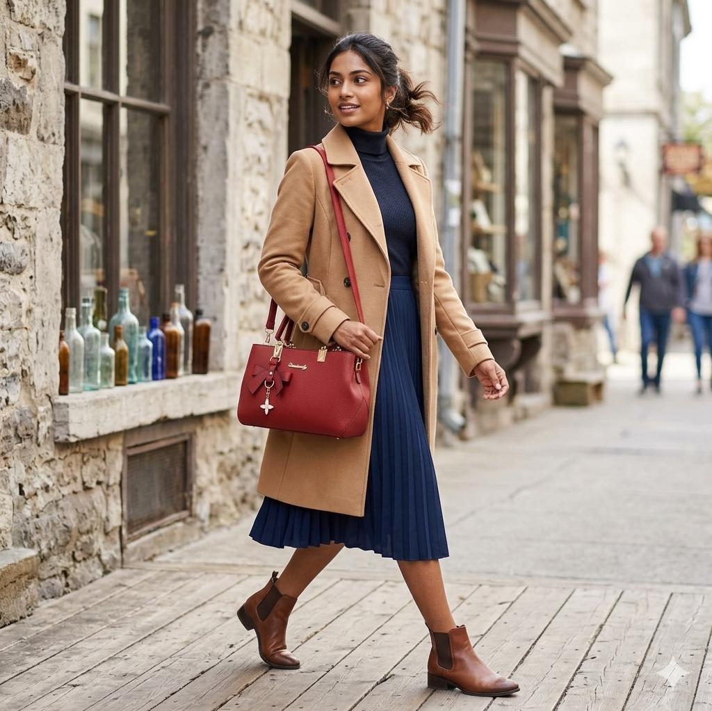 Elegant Red Women’s Handbag | Premium Shoulder & Crossbody Tote Bag