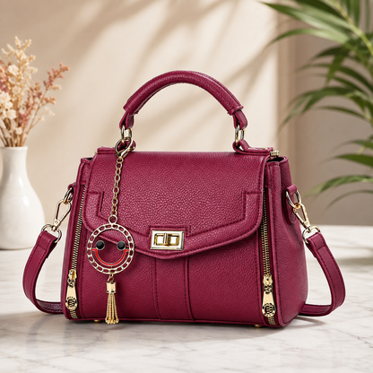 Elegant Burgundy Women's Handbag – Premium Shoulder & Crossbody Bag