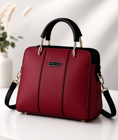 Elegant Red & Black Women's Handbag | Premium Shoulder & Hand Carry Bag