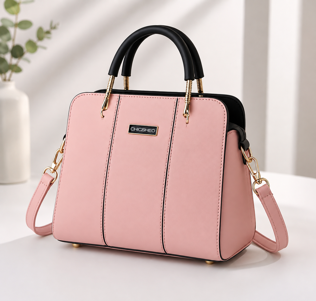 Elegant Pink Structured Handbag for Women