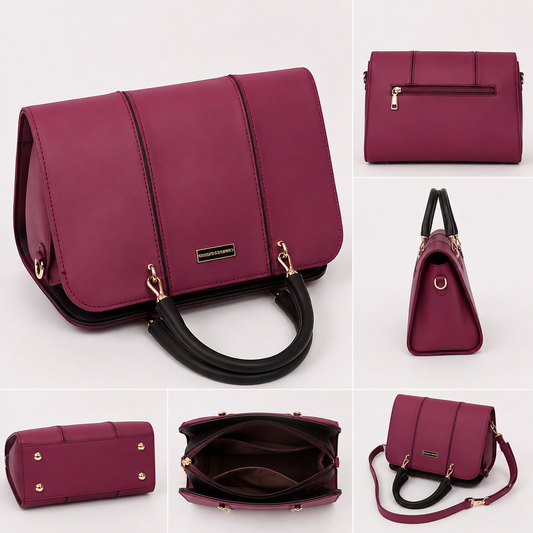 Elegant Maroon Structured Handbag for Women