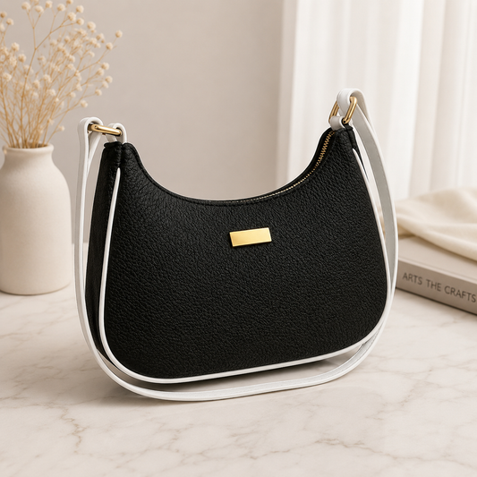 Elegant Black Crescent Shoulder Bag for Women | Stylish Everyday Handbag