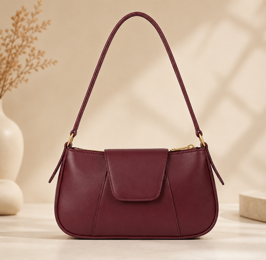 Elegant Burgundy Shoulder Bag for Women | Premium Everyday Handbag