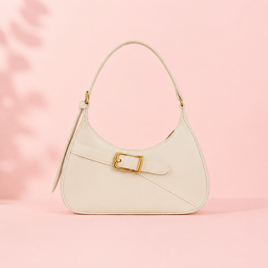Elegant Ivory Buckle Shoulder Bag for Women