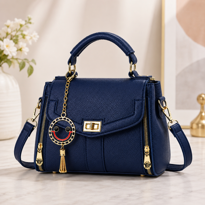 Elegant Navy Blue Structured Shoulder Bag for Women