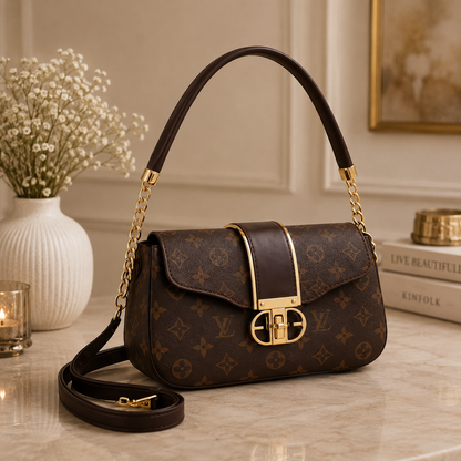Luxury Monogram Chain Shoulder Bag for Women – Premium Crossbody Handbag