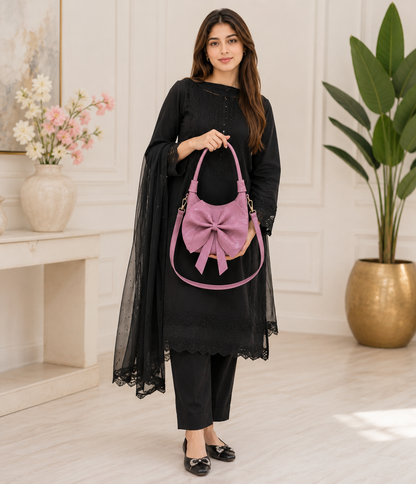 Elegant Pink Bow Handbag for Women