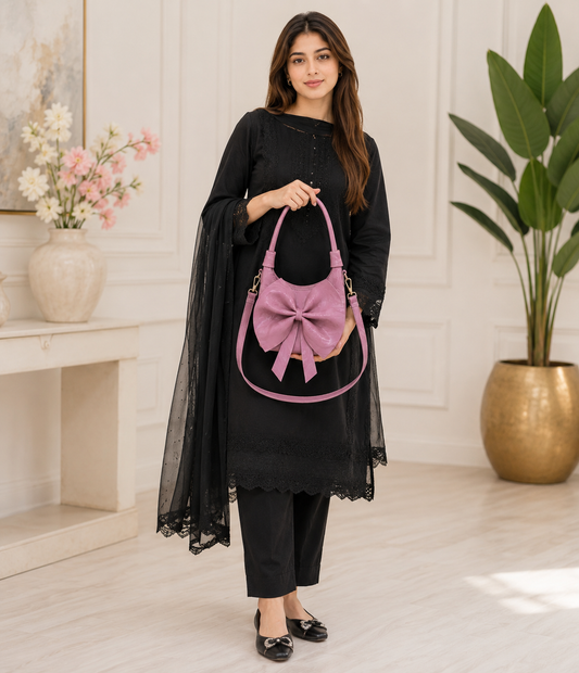 Elegant Pink Bow Handbag for Women