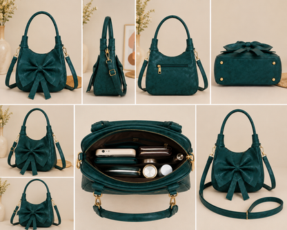 Elegant Teal Bow Handbag for Women