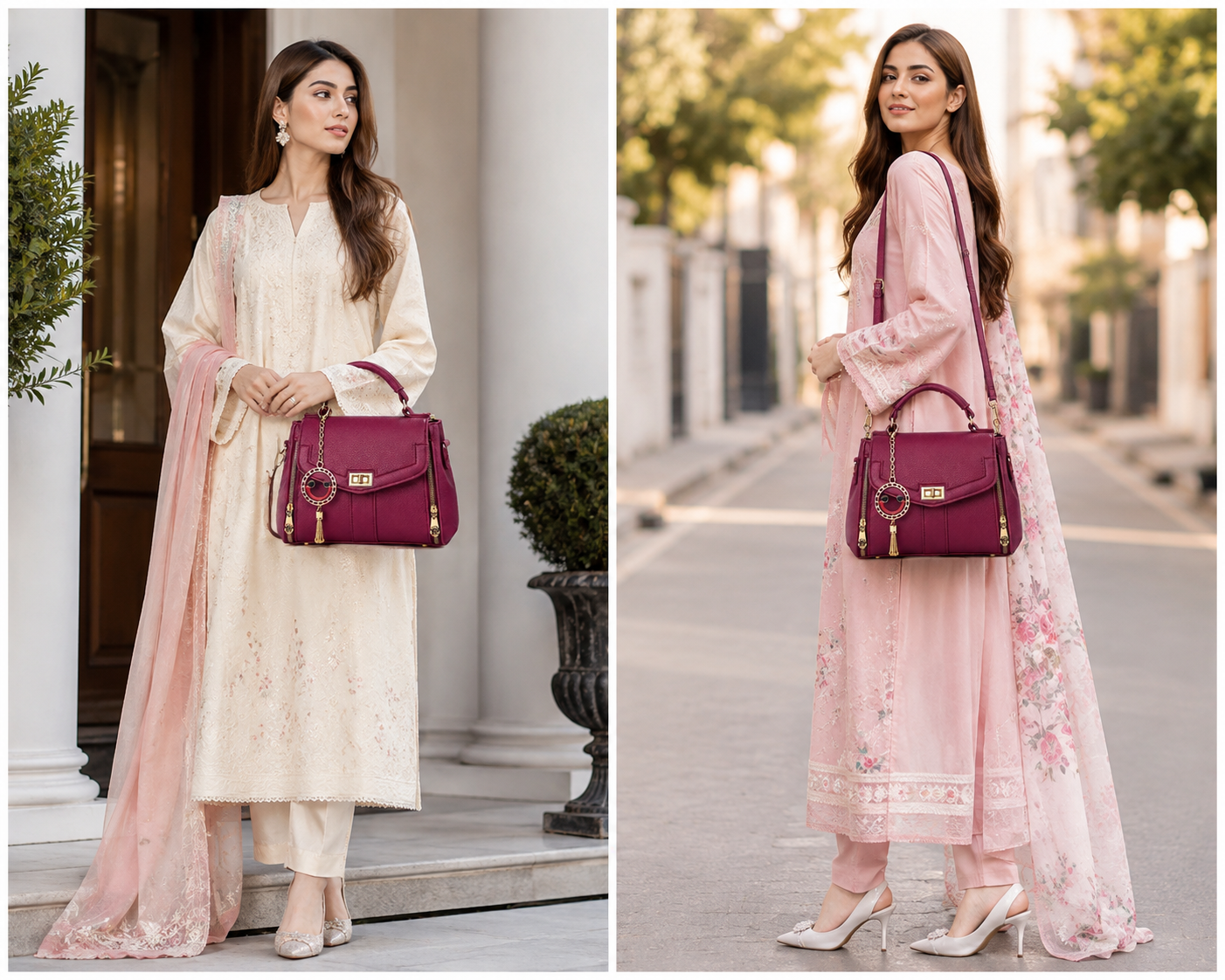 Elegant Burgundy Women's Handbag – Premium Shoulder & Crossbody Bag