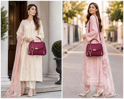 Elegant Burgundy Women's Handbag – Premium Shoulder & Crossbody Bag