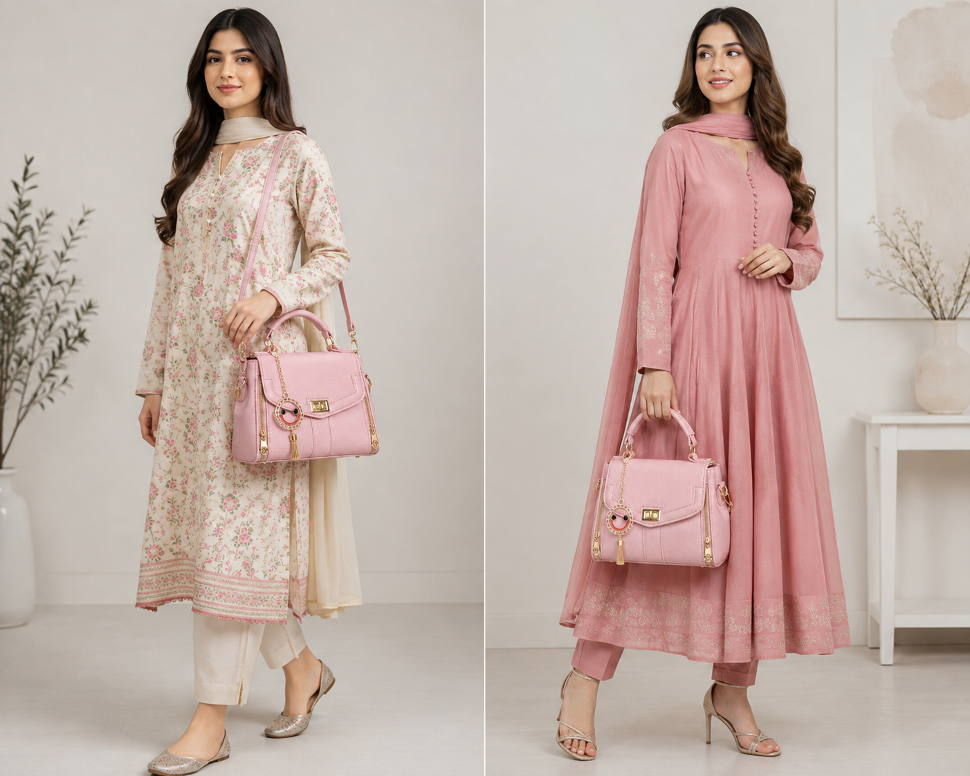 Elegant Pink Women's Handbag | Premium Crossbody & Top Handle Bag