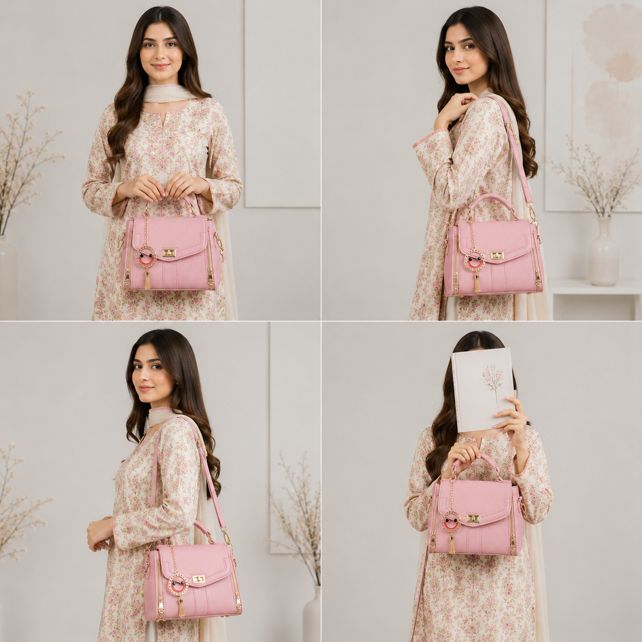 Elegant Pink Women's Handbag | Premium Crossbody & Top Handle Bag