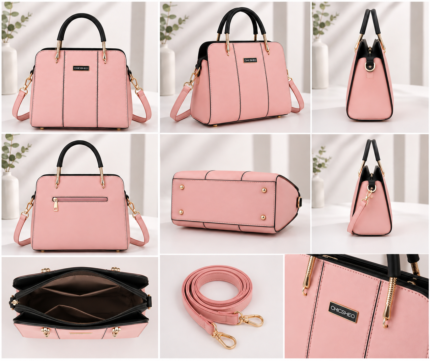 Elegant Pink Structured Handbag for Women
