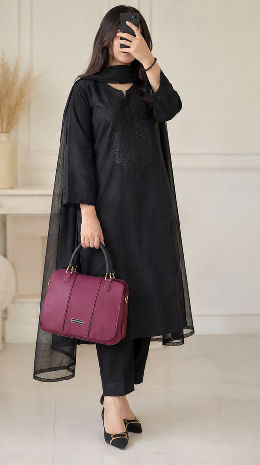 Elegant Maroon Structured Handbag for Women