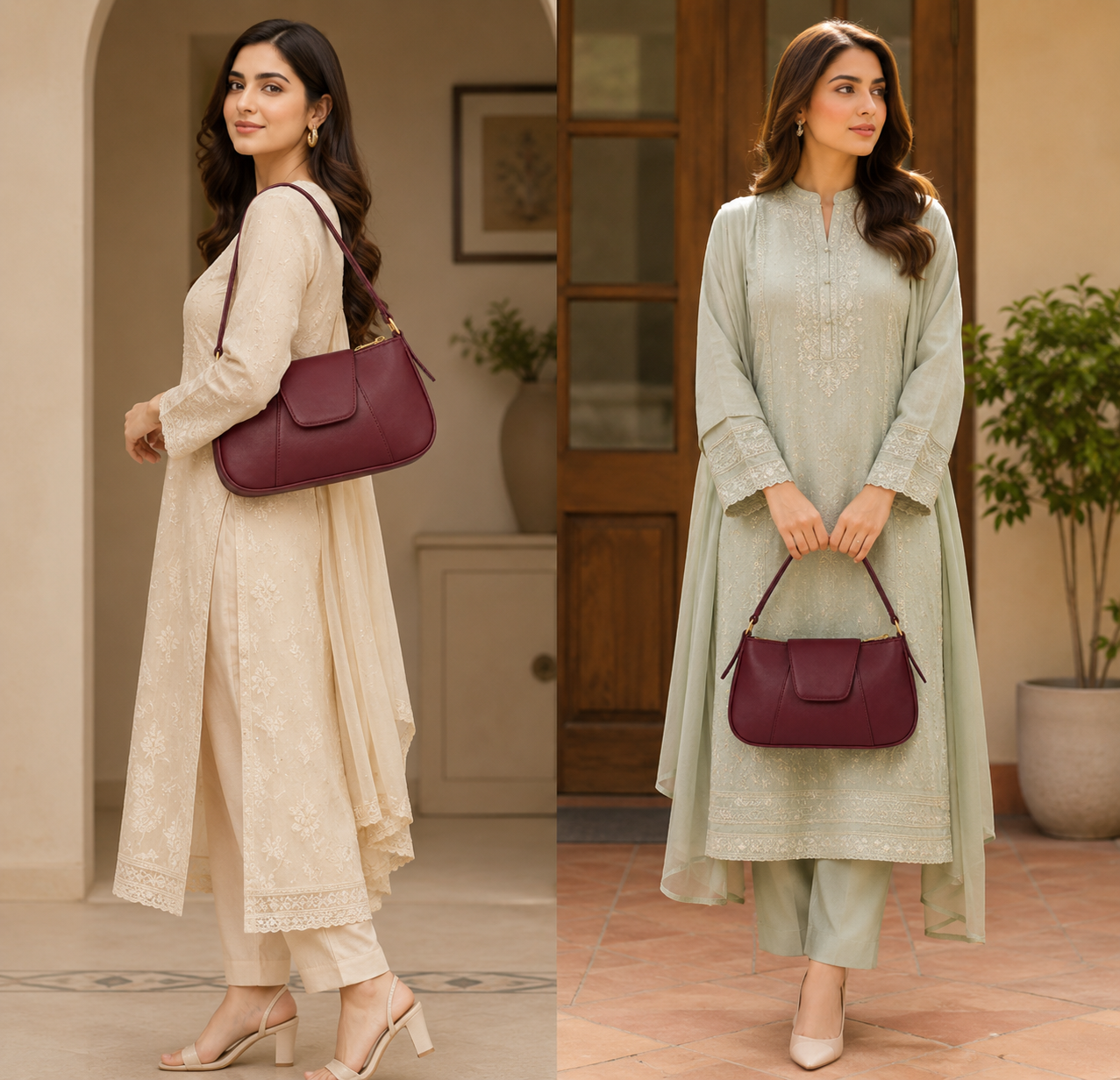 Elegant Burgundy Shoulder Bag for Women | Premium Everyday Handbag