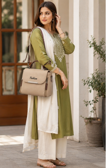 Elegant Beige Fashion Top Handle Crossbody Bag for Women
