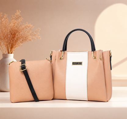 5 Pcs Premium Peach Handbag Set for Women | Tote Bag, Crossbody, Clutch, Wallet & Pouch