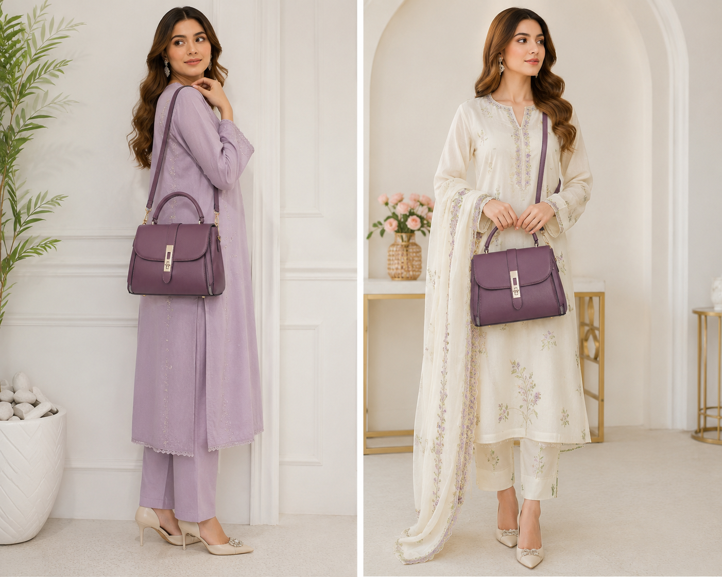 Elegant Purple Top Handle Shoulder Bag for Women