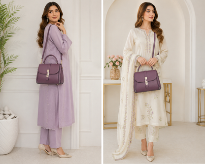 Elegant Purple Top Handle Shoulder Bag for Women