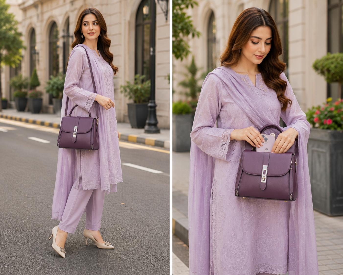 Elegant Purple Top Handle Shoulder Bag for Women
