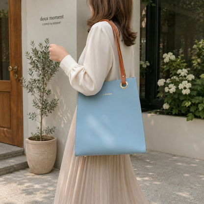 AIBEIDA Korean Premium Leather Tote Bag for Women | Large Shoulder Handbag