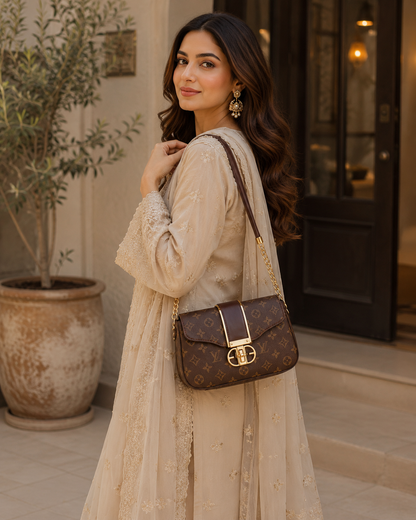 Luxury Monogram Chain Shoulder Bag for Women – Premium Crossbody Handbag