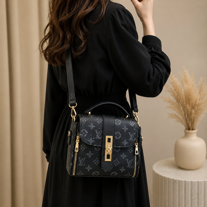 Luxury Black Monogram Top Handle Women's Handbag | Crossbody & Shoulder Bag