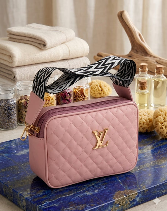 Luxury Pink Quilted Vanity Bag.
