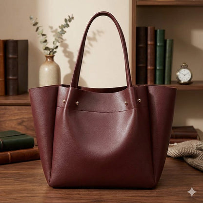 Premium Maroon Tote Bag for Women – Elegant Leather Shoulder Handbag