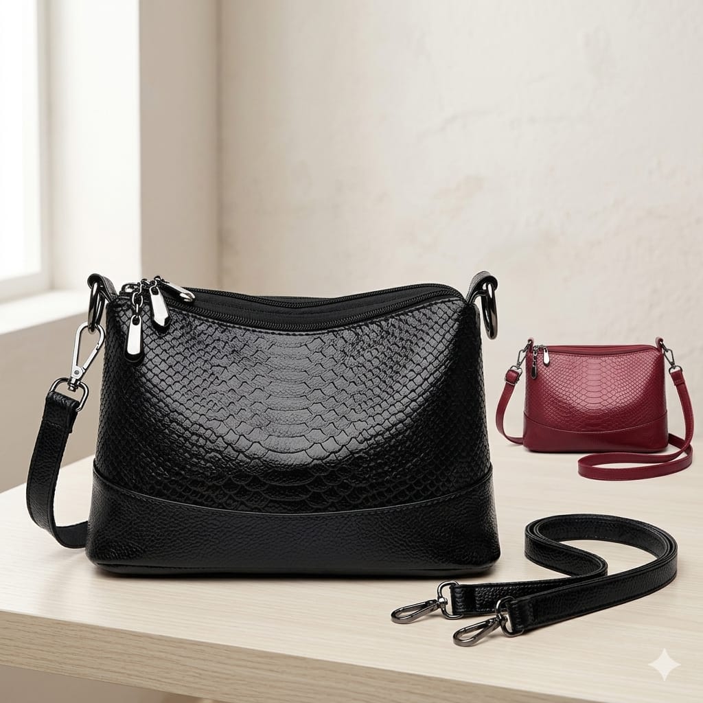 Luxury Snake Texture Crossbody Shoulder Bag For Women