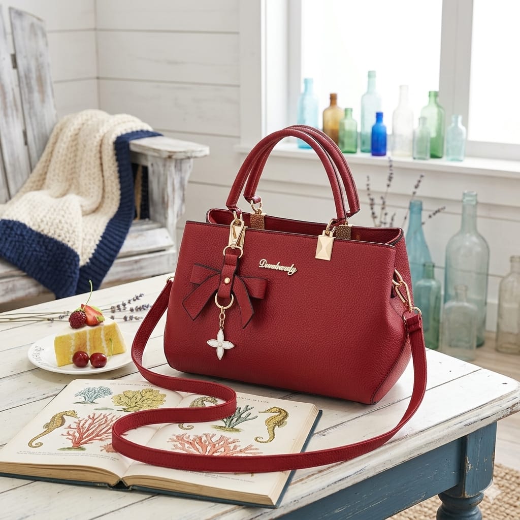 Elegant Red Women’s Handbag | Premium Shoulder & Crossbody Tote Bag