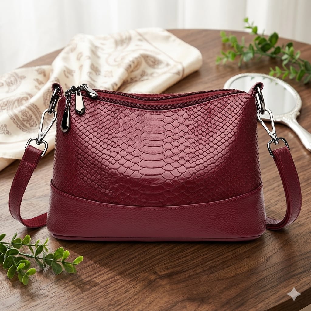 Luxury Textured Maroon Crossbody Shoulder Bag – Premium Women’s Handbag  Price