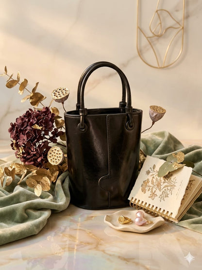 Elegant Black Mini Bucket Handbag for Women – Premium Top Handle Bag