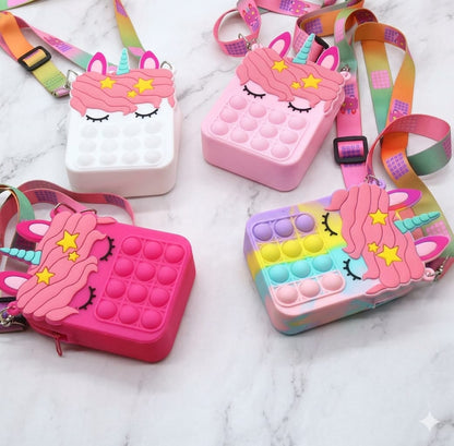 Cute Unicorn Kids Crossbody Bag – Pink Silicone Shoulder Bag