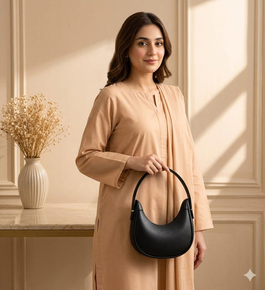 Half Moon Handbag. Luna Noir Shoulder Bag ✨