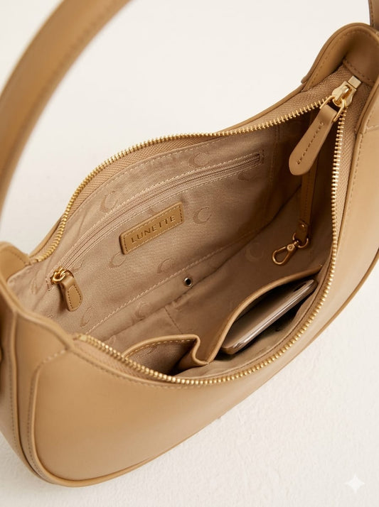 Fineur Plain Hobo Bag, Luna Brown Bag, Half Moon Leather Handbag