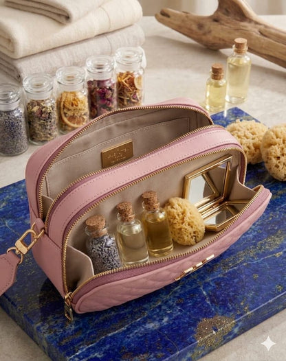 Luxury Pink Quilted Vanity Bag.
