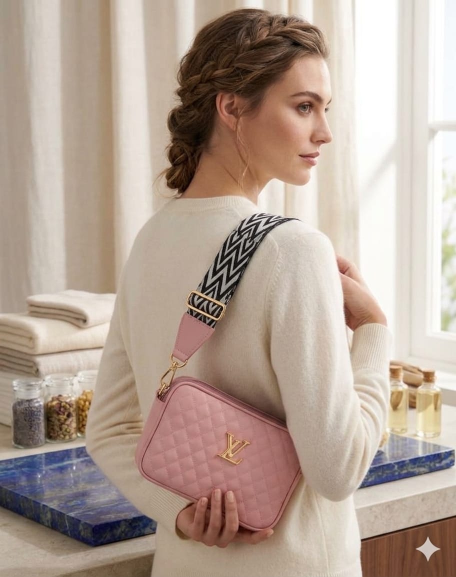 Luxury Pink Quilted Vanity Bag.