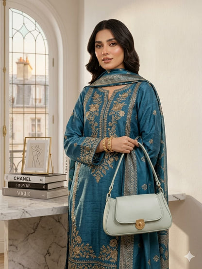 Mint Green Shoulder Baguette Bag