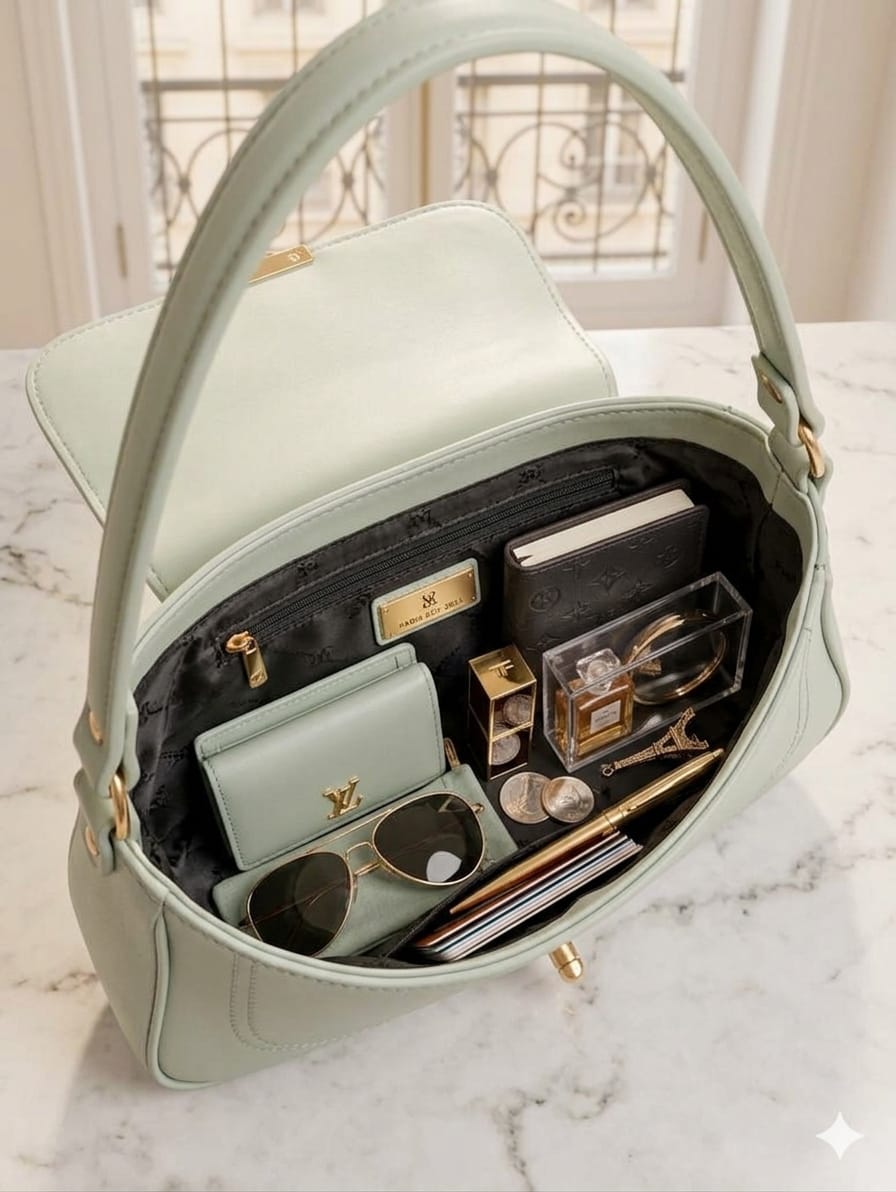Mint Green Shoulder Baguette Bag