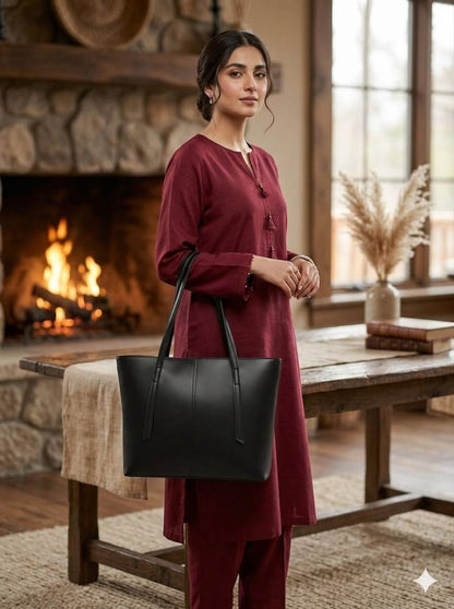 Premium Black Tote Handbag for Women – Elegant Shoulder Bag