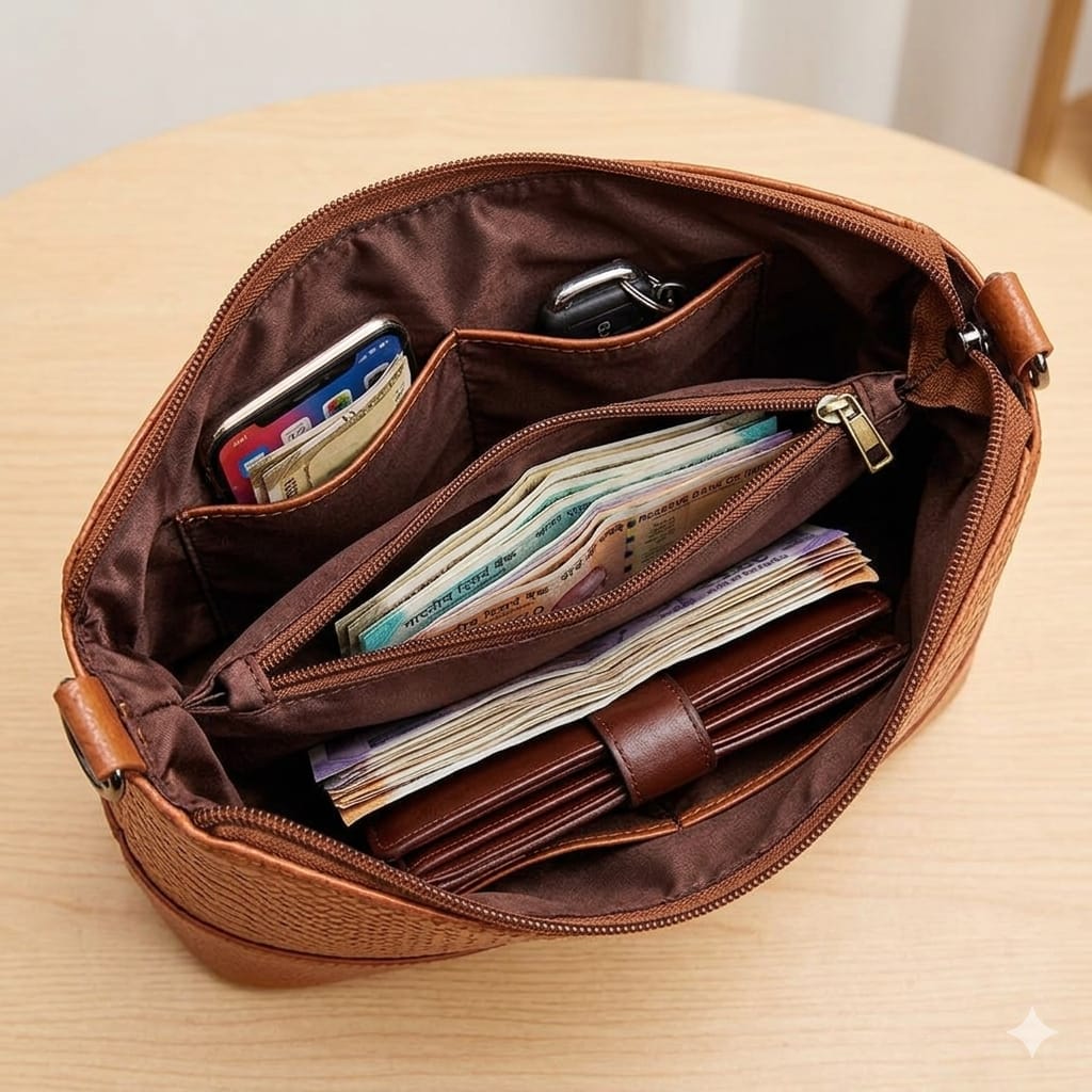 Chic Brown Crossbody Purse. Luxe Textured Crossbody Handbag – Brown