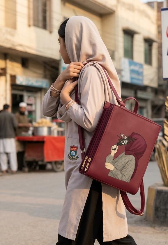 Elegant Maroon Printed Tote Bag For Girls 👜
