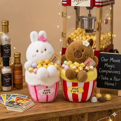 Cute Plush Popcorn Crossbody Bag for Girls – Teddy & Bunny Shoulder Bag | Soft Kawaii Mini Purse