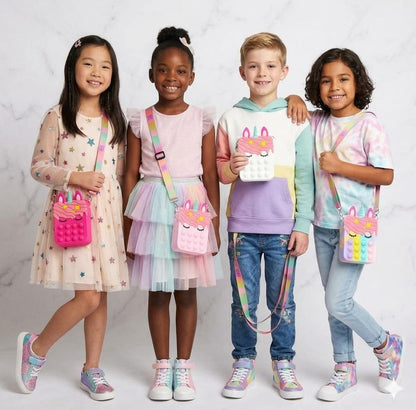 Cute Unicorn Kids Crossbody Bag – Pink Silicone Shoulder Bag